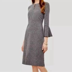 Ann Taylor Gray Flare Sleeve Sheath Dress